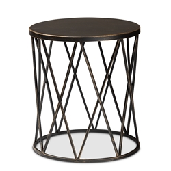 Baxton Studio Finnick Modern Industrial Antique Black finished Metal End Table